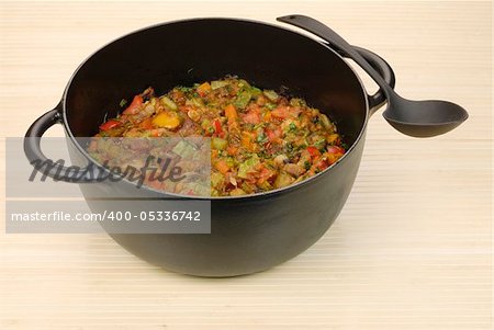vegetable ragout in the cauldron