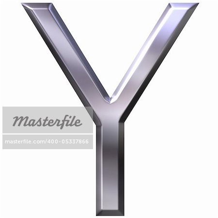 3d silver letter Y isolated in white