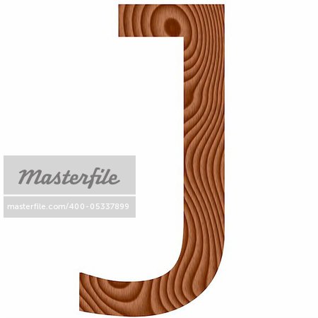Wooden Letter J isolated in white