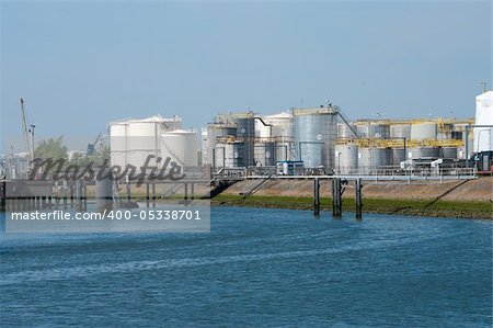 large tanks for petrol and oil in the Rotterdam harbor