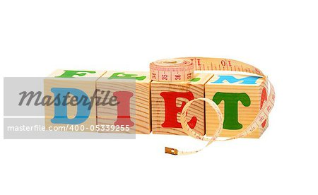 alphabet wood blocks forming the word Diet isolated on a white background