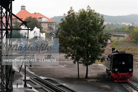 Steam train on Brockenbahn in Wernigerode Station (Hsb Harzer Schmalspurbahnen), Germany.