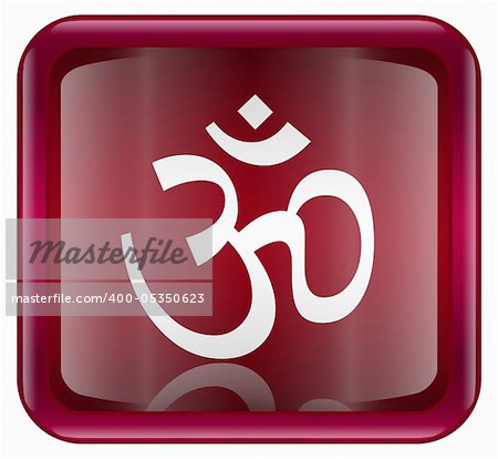 Om Symbol icon red, isolated on white background