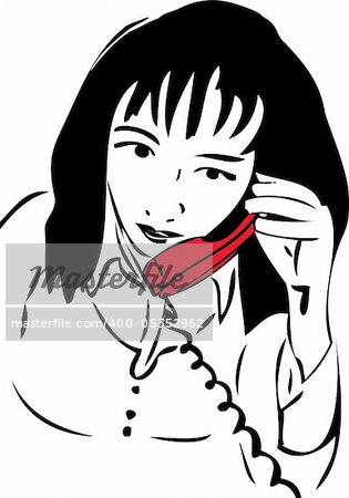 a girl talking on the phone the red