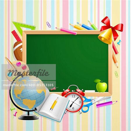 Back to school background with place for text and stationery. Vector illustration.