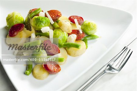 vegetables mixture with sausage and potatoes