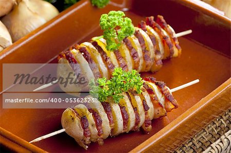 potato skewers with bacon