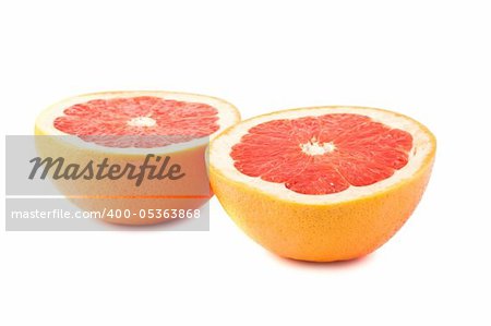 Grapefruit halves isolated on the white background