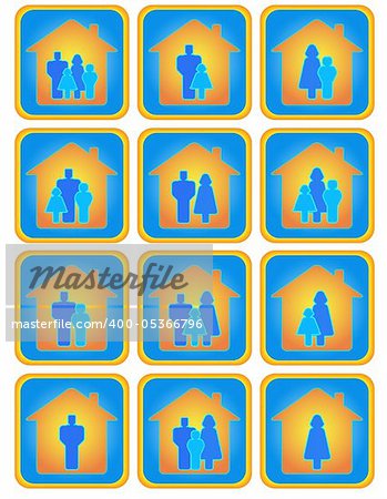 Cute set of many positive family buttons