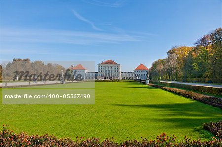 Meadow in front of Nymphenburg palace in Munich, Germany