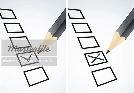 Markings in pencil in a test sheet