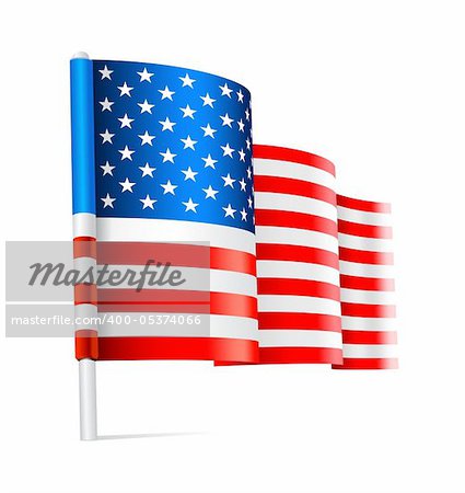 Vector - American USA flag waving on white background