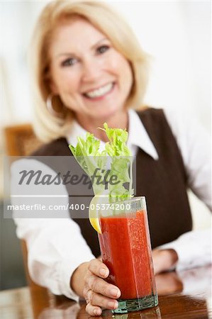 Woman Drinking A Bloody Mary