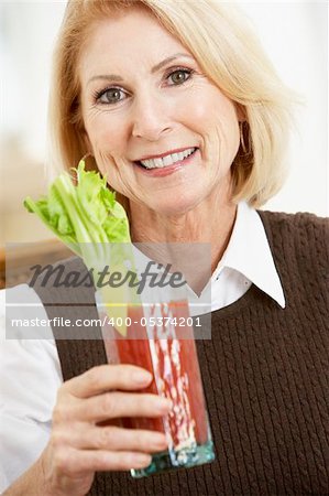 Woman Drinking A Bloody Mary