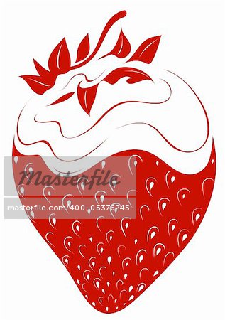 Strawberry with whipped cream simple illustration