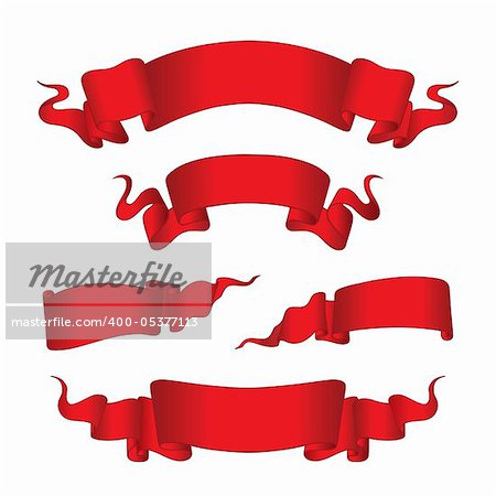 Set Of Empty Red Banners (vector or XXL jpeg image)