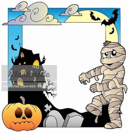 Frame with Halloween topic 3 - vector illustration.