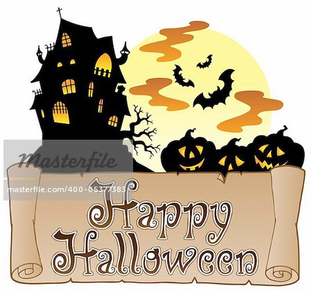 Theme with Happy Halloween banner 1 - vector illustration.