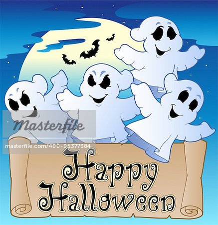 Theme with Happy Halloween banner 2 - vector illustration.