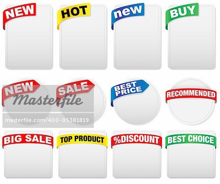 Set of Labels with Sign in Different Shapes and Colors With Various Signs