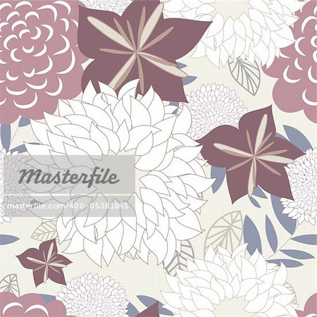 Seamless vector floral pattern. For easy making seamless pattern just drag all group into swatches bar, and use it for filling any contours.