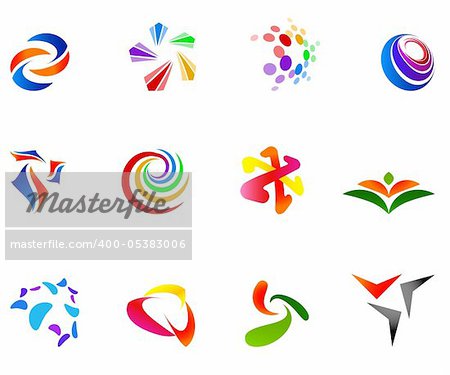 12 different colorful vector symbols: (set 7)