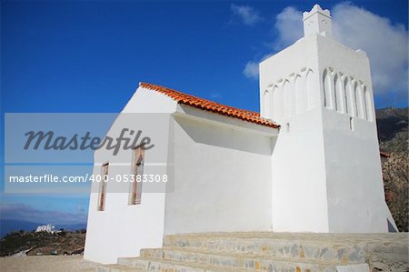 Small white muslim mosque in northern Morocco