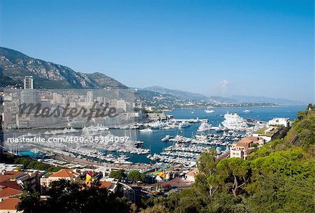 Monaco Harbour and Monte Carlo viewed from the Palace Square