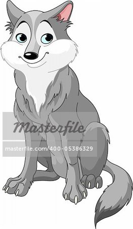 Illustration of  cute cartoon wolf