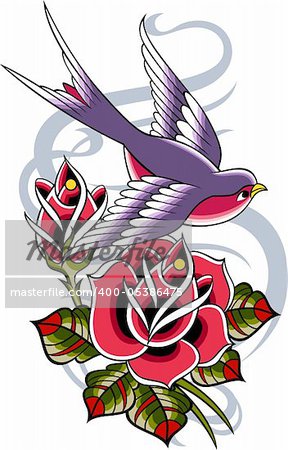 bird and rose banner