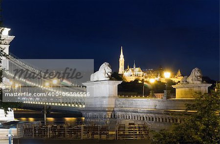 Hungarian landmark, Budapest Chain Bridge night view. Long exposure.