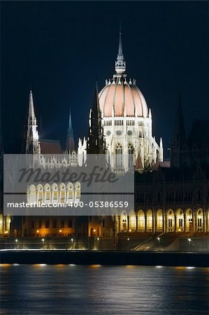 Hungarian landmark, Budapest Parliament night view. Long exposure. Hungarian landmark, Budapest Parliament night view. Long exposure.