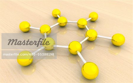 3d Molecular structure of benzene molecules