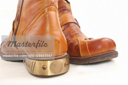 Women leather boots on a white background