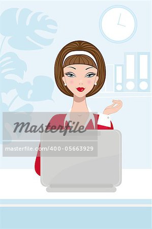 A buseiness lady working at her laptop