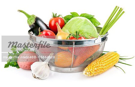 fresh vegetable with leaves isolated on white background