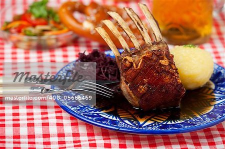 closeup of roasted suckling pig meal