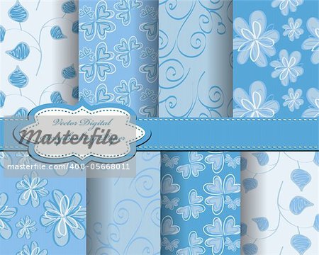 set of flower vector paper for scrapbook