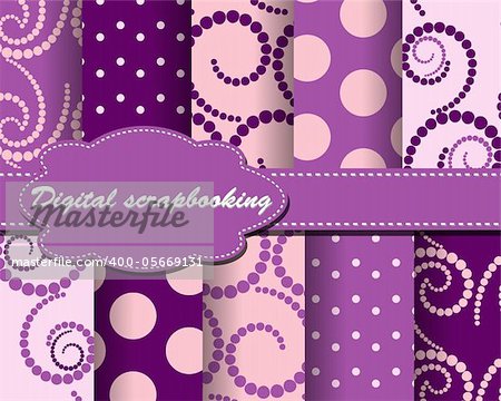 set of flower vector paper for scrapbook with cake