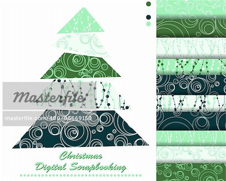 set of Christmas vector paper for scrapbook