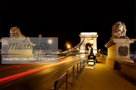 view of chain bridge in Budapest, Hungary