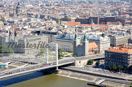 view of Elizabeth bridge, Budapest, Hungary from Citadel