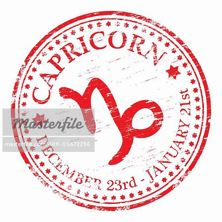 Rubber stamp illustration showing "CAPRICORN" text and star sign. Also available as a Vector in Adobe illustrator EPS format, compressed in a zip file