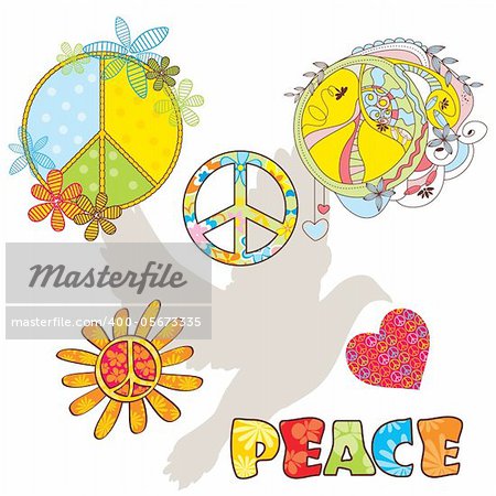 set of various peace symbols vector illustration