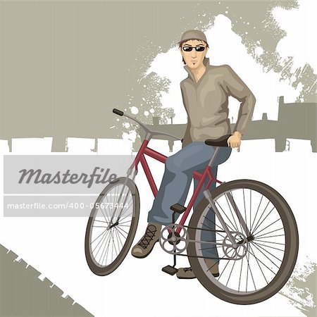young man on a bicycle vector illustration