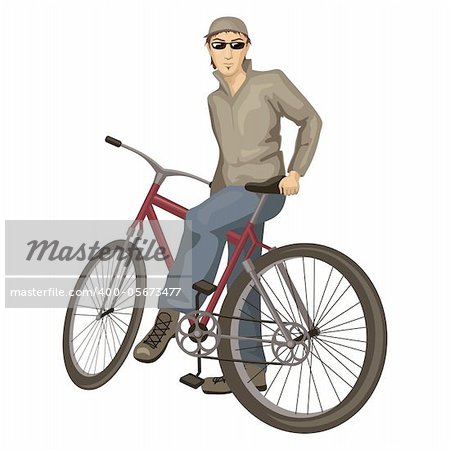 young man on a bicycle vector illustration