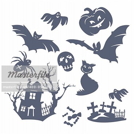 set of different vector Halloween icons
