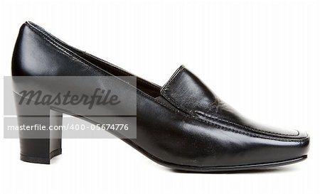 Black leather one loafer on white background