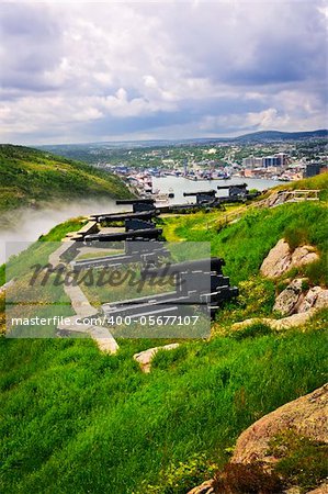 Cannons on Signal Hill near St. John's in Newfoundland Canada