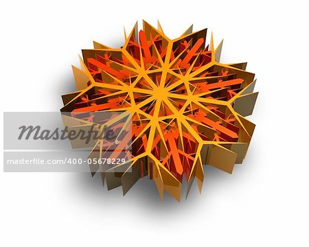 Color snow flake render on white background